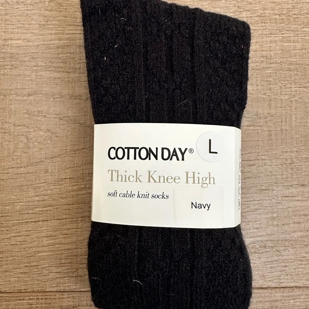 Navy Thick Knee High Socks